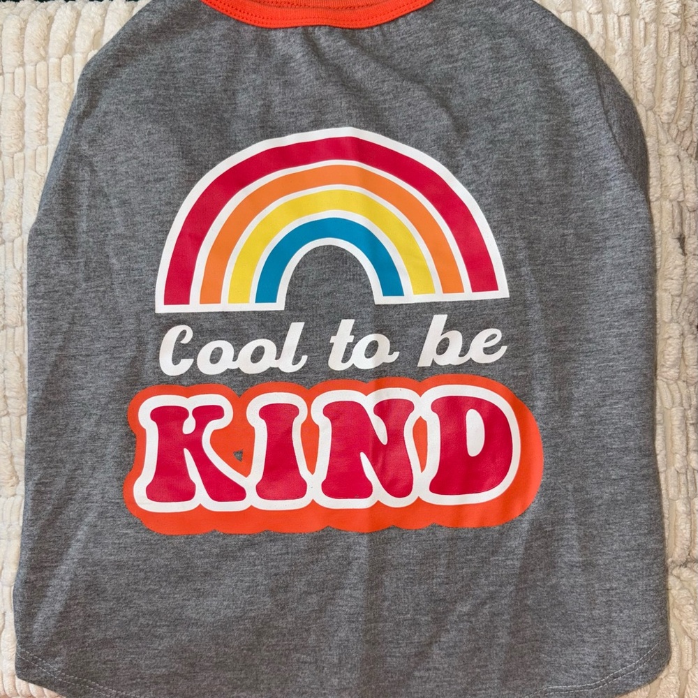 Vibrant Life Dog T-shirt with Colorful Rainbow and Kind Message